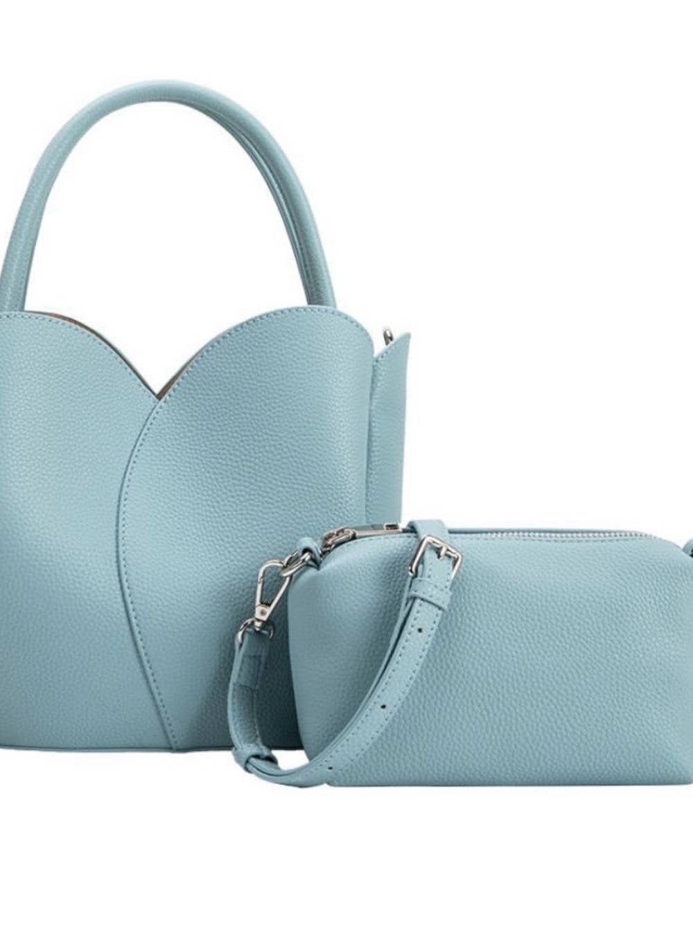 Melie Biiano Light Blue Sculpted Tote and Matching Crossbody